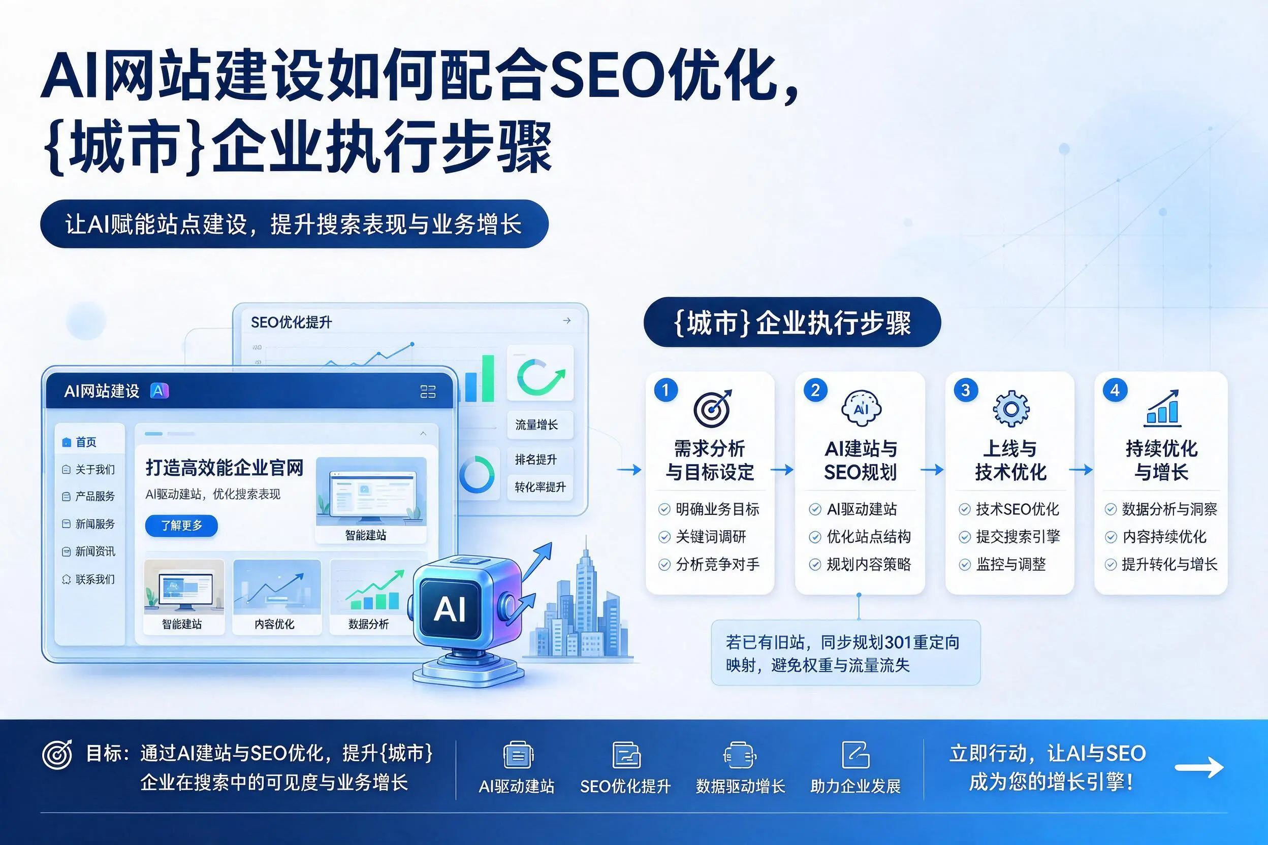 AI网站建设如何配合SEO优化,吕梁企业执行步骤
