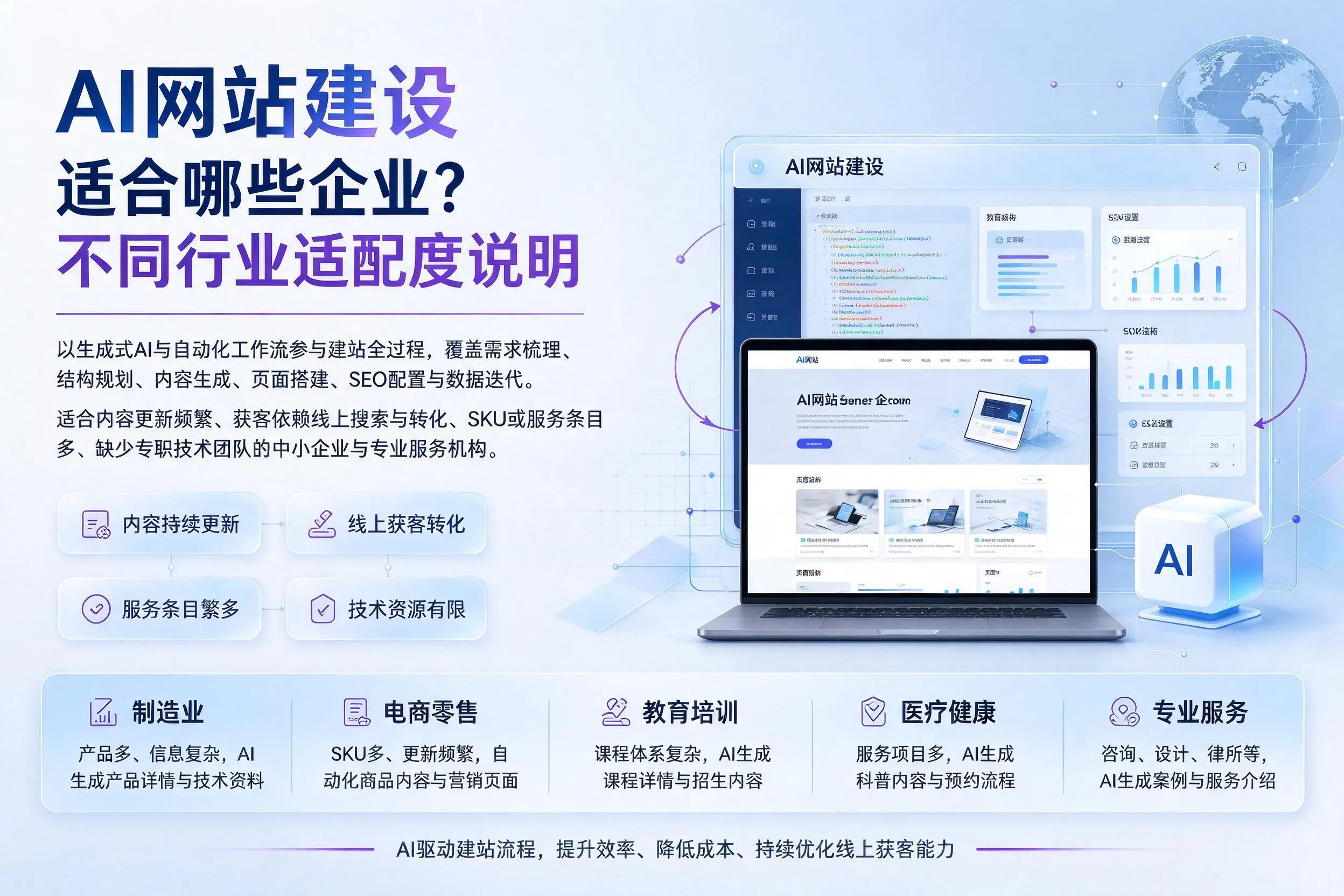 AI网站建设适合哪些企业？吕梁不同行业适配度说明